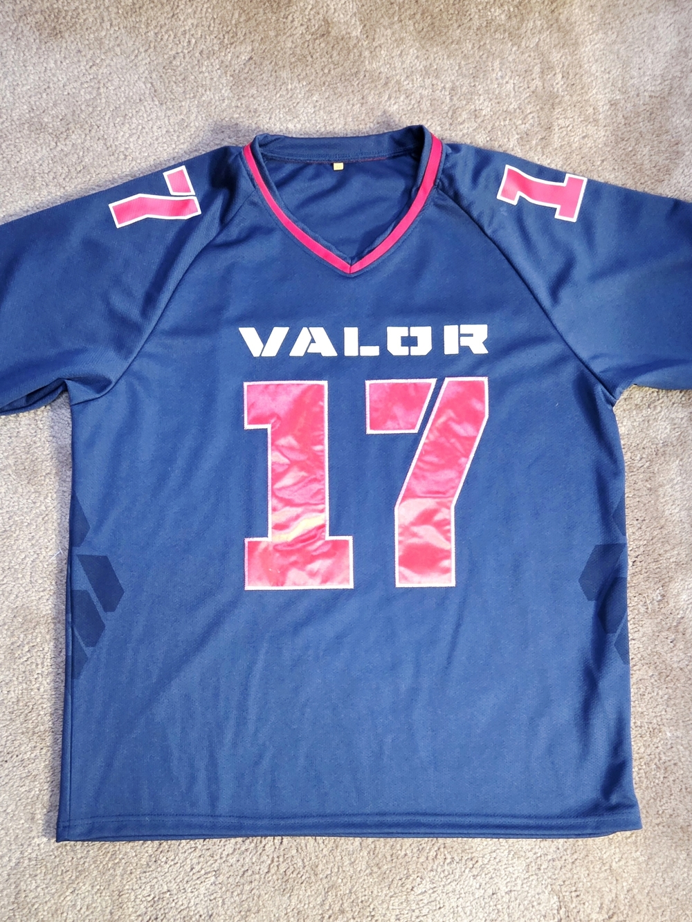 Valor Navy Blue Athletic Jersey with RED Accents - #17